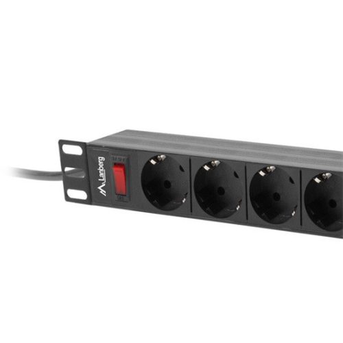 Lanberg 19" PDU/Verteilerleiste 1U 16A 3m 9x Schuko-Steckdose, schwarz