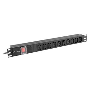   Lanberg 19" PDU/Verteilerleiste 1U 10A 2m 10X IEC C13 Steckdose, schwarz C14
