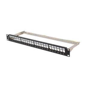   Lanberg Leerer Patchpanel 24 Port 1U 19" FTP, abgeschirmt, mit Entlastung, Schwarz