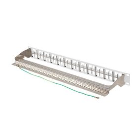   Lanberg Leerer Patch-Panel 48 Port 1U 19" FTP, abgeschirmt, mit Entlastung, grau