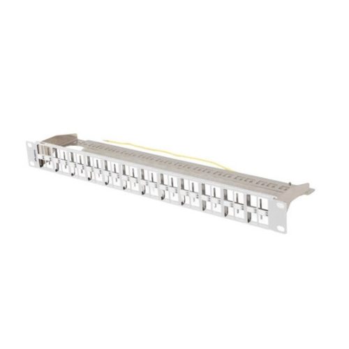 Lanberg Leerer Patch-Panel 48 Port 1U 19" FTP, abgeschirmt, mit Entlastung, grau