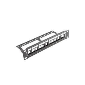  Lanberg Leeres Patchpanel 12 Port 1U 10" mit Entlastung, Schwarz