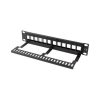 Lanberg Leeres Patchpanel 12 Port 1U 10" mit Entlastung, Schwarz