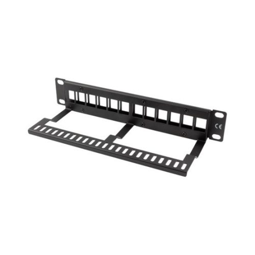 Lanberg Leeres Patchpanel 12 Port 1U 10" mit Entlastung, Schwarz