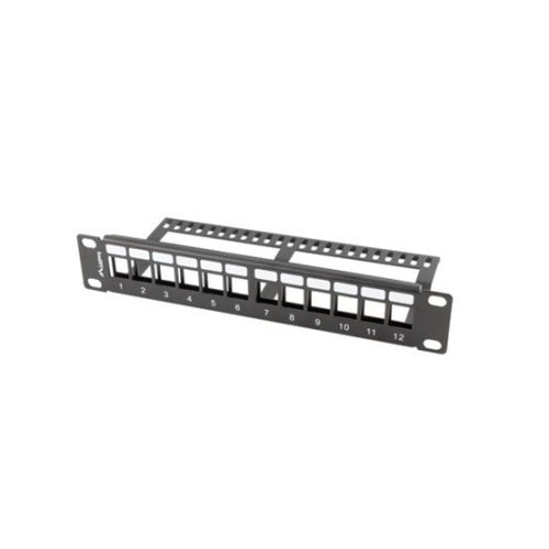 Lanberg Leeres Patchpanel 12 Port 1U 10" mit Entlastung, Schwarz