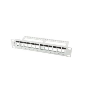   Lanberg Leerer Patchpanel 12 Port 1U 10" mit Entlastung, grau