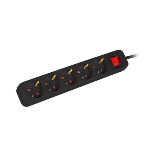 Lanberg Verteiler 3 m 5x Schuko Steckdose mit Schalter, schwarz