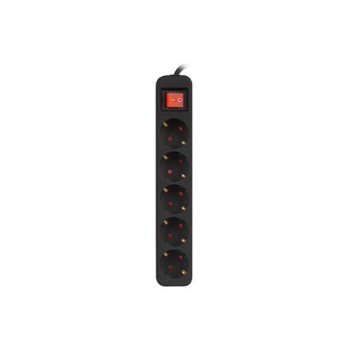 Lanberg Verteiler 3 m 5x Schuko Steckdose mit Schalter, schwarz