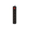 Lanberg Verteiler 3 m 5x Schuko Steckdose mit Schalter, schwarz
