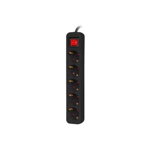Lanberg Verteiler 3 m 5x Schuko Steckdose mit Schalter, schwarz