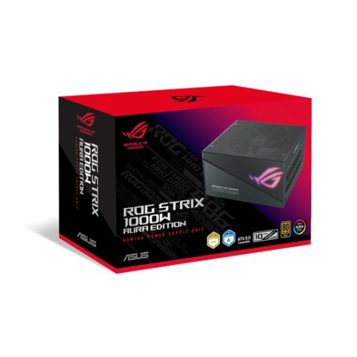Asus ROG Strix Aura Edition1000W  - ROG-STRIX-1000G-AURA-GAMING - 80+ Gold - ATX 3.1 - Moduláris - schwarzes Netzteil