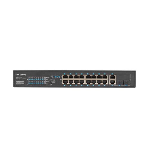 Lanberg Switch ohne Management, 16x 100Mb PoE+/ 2x 1GB/1X SFP, 10", 19" Rack (150W)
