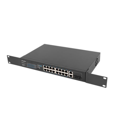 Lanberg Switch ohne Management, 16x 100Mb PoE+/ 2x 1GB/1X SFP, Rack (250W)