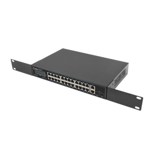 Lanberg Switch 24x 1GbE PoE+/ 2x GbE/ 2 SFP ,19" rackes (360W)