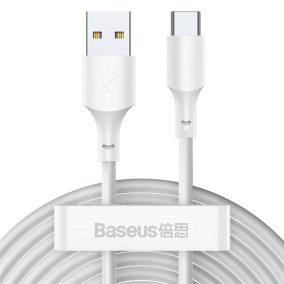   Baseus Simple Wisdom USB Typ-A – USB Typ-C 5A Schnelllade-Datenkabel-Set, 1,5m, weiß