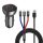 Baseus Digital Display Autoladegerät 24W, 2×USB Typ-A, schwarz + 3.5A 3-in-1, 1.2m 3-farbiges Kabel