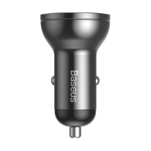 Baseus Digital Display Autoladegerät 24W, 2×USB Typ-A, schwarz + 3.5A 3-in-1, 1.2m 3-farbiges Kabel