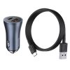 Baseus Golden Contactor Pro Auto-Schnellladegerät 40W, USB Typ-A + USB Typ-C, grau + 100W USB 1m Kabel