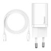Baseus Super Si Netzladegerät 20W, USB Typ-C, Weiß + 20W USB Typ-C – iPhone 1m Kabel