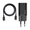 Baseus Super Si Netzteil Schnellladegerät 25W, USB Typ-C, Schwarz + 3A USB Typ-C, 1m Kabel