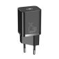   Baseus Super Si Netzteil Schnellladegerät 25W, USB Typ-C, Schwarz + 3A USB Typ-C, 1m Kabel