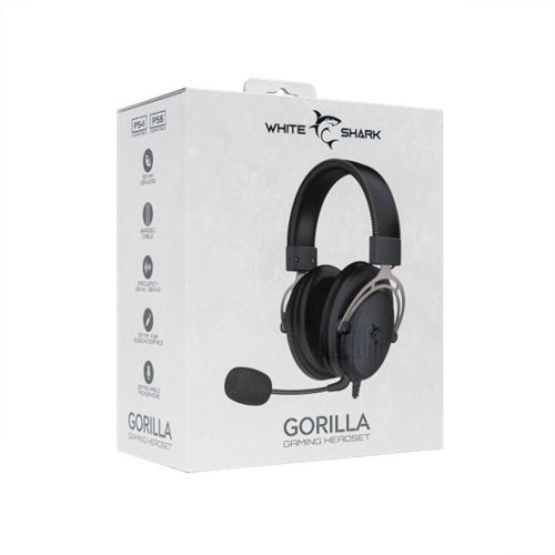 Weißer Hai GH-2341B/G GORILLA Gamer-Kopfhörer mit Mikrofon - Schwarz/Silber