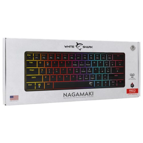 Weißer Hai GK-006111-B/R-US NAGAMAKI kabelgebundene mechanische (Roter Schalter) Gaming-Tastatur - Schwarz - US