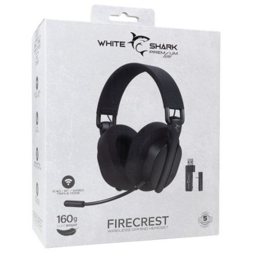 Weißer Hai WGH-2444B FIRECREST kabelloses Gaming-Headset mit Mikrofon - Schwarz
