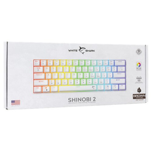 Weißer Hai GK-004231W/BR-US SHINOBI-2 kabelgebundene mechanische Gaming-Tastatur - weiß - US
