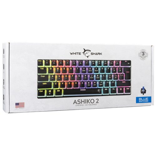 Weißer Hai GK-2202-2B/BL-US ASHIKO-2 kabelgebundene mechanische Gaming-Tastatur - schwarz - US