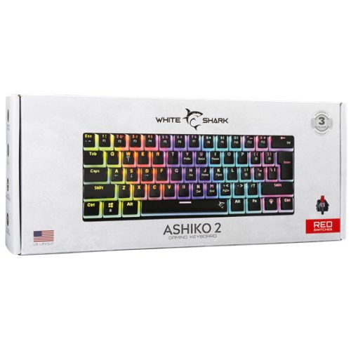 Weißer Hai GK-2202-2B/R-US ASHIKO-2 verkabelte mechanische Gaming-Tastatur - schwarz - US