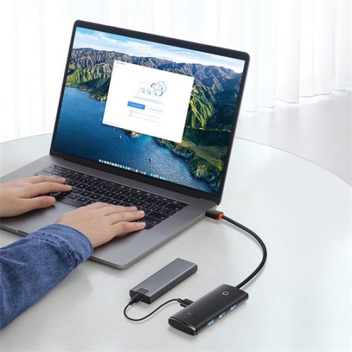 HUB Baseus Lite 4-Port USB Type-C HUB Dockingstation, 25 cm, Schwarz