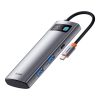 Baseus Metal Gleam 7-in-1 USB Type-C HUB Dockingstation, Grau