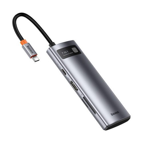 Baseus Metal Gleam 7-in-1 USB Type-C HUB Dockingstation, Grau