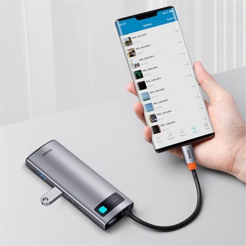 Baseus Metal Gleam 7-in-1 USB Type-C HUB Dockingstation, Grau