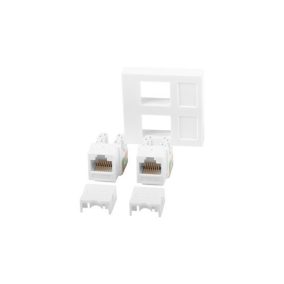   Lanberg 45x45mm Einbaurahmen mit 2xRJ45 CAT.6 UTP Keystone-Modul, weiß