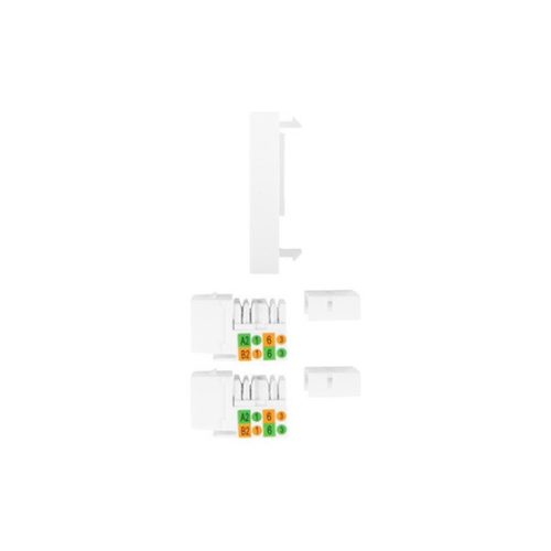 Lanberg 45x45mm Einbaurahmen mit 2xRJ45 CAT.6 UTP Keystone-Modul, weiß