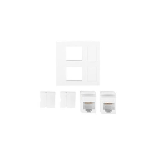 Lanberg 45x45mm Einbaurahmen mit 2xRJ45 CAT.6 UTP Keystone-Modul, weiß